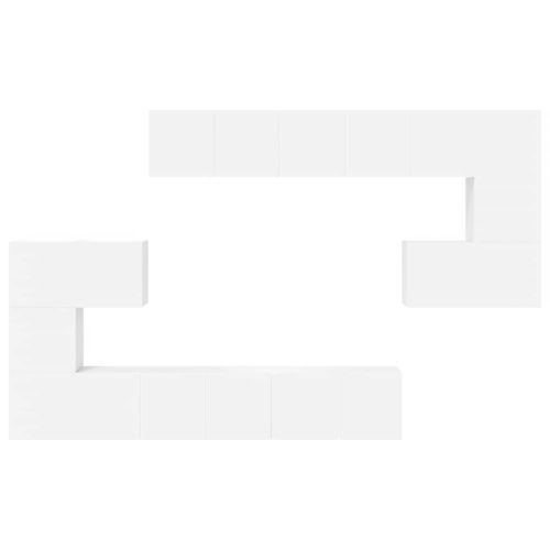 Комплект ТВ шкафове от 10 части, бял, инженерно дърво