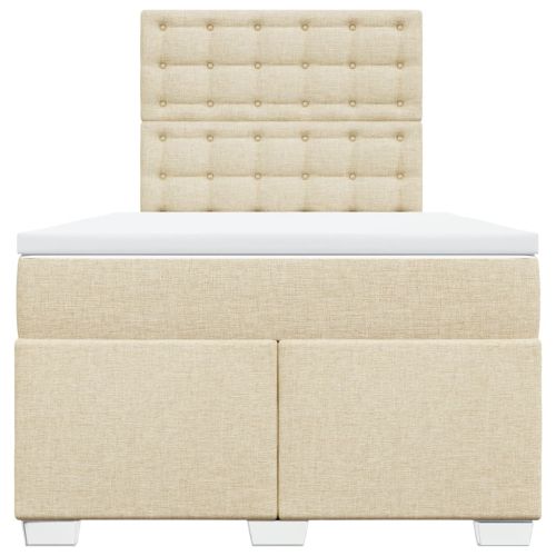 Боксспринг легло с матрак, кремаво, 120x200 см, плат