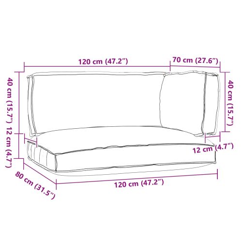 Комплект възглавници за палет 3 pcs Сив Оксфордска тъкан