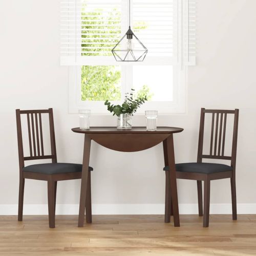 Трапезни столове с възглавници 2бр Кафяв масивна дървесина гума