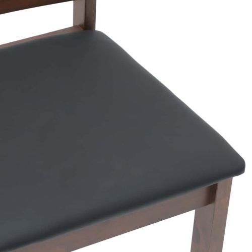 Трапезни столове с възглавници 2бр Кафяв масивна дървесина гума