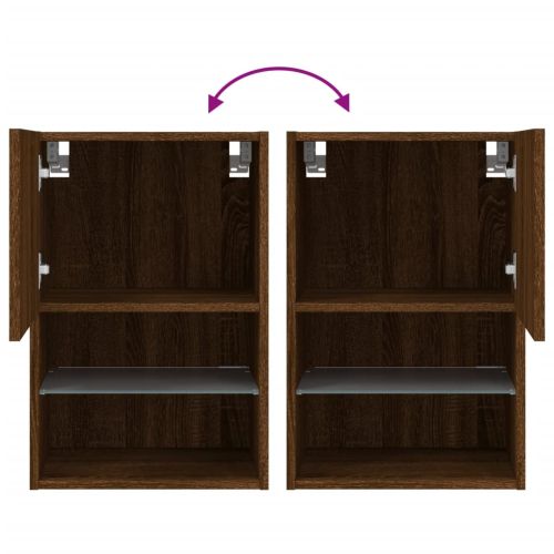 ТВ шкаф с LED осветление, кафяв дъб, 40,5x30x60 см