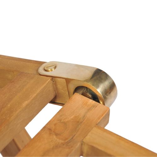 Градински шезлонг с подложка за крака, тиково дърво масив