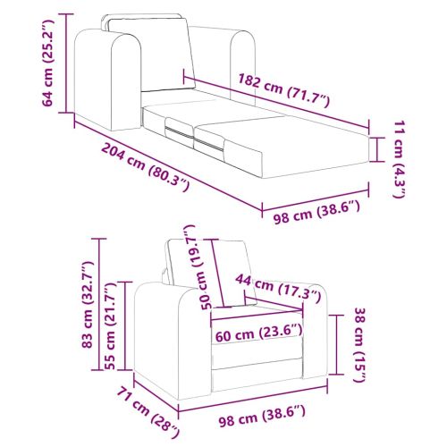 Диван легло Тъмен сив 98 x 71 x 83 см текстил