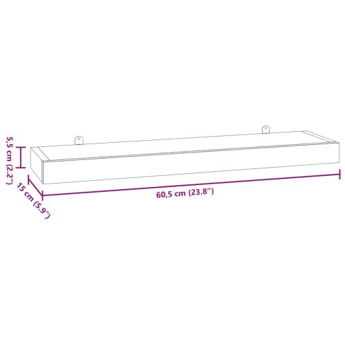 Стенни рафтове 2 бр 60x15x4 см тиково дърво масив