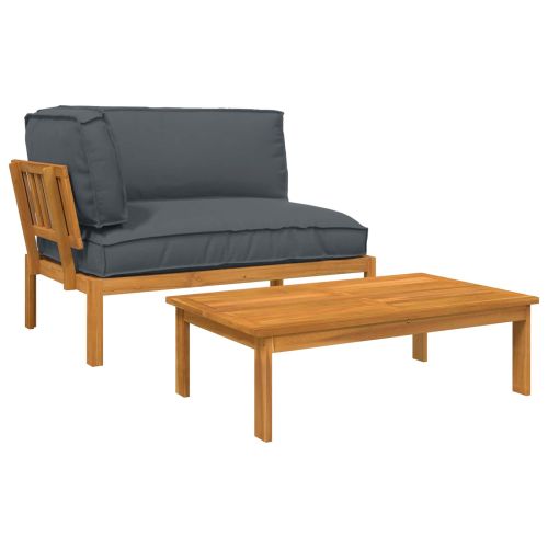 Комплект дивани 2 pcs Антрацит Солидно акациево дърво