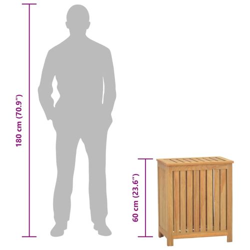 Кош за пране, 50x35x60 см, тиково дърво масив