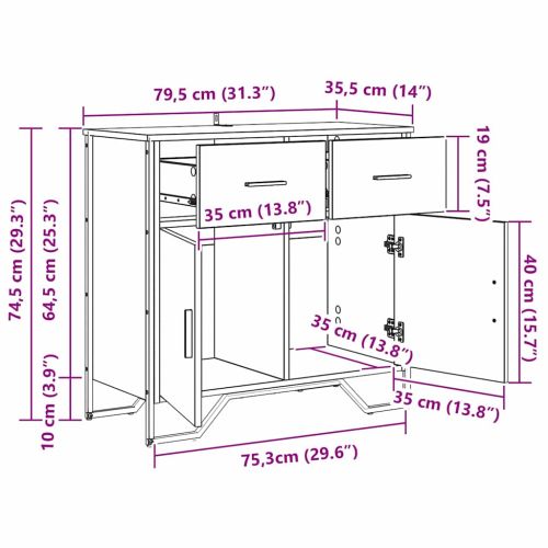 Служебен шкаф с чекмедже Старо дърво 79,5 x 35,5 x 74,5 см