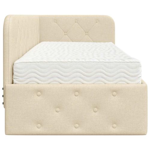 Ъглова рамка за легло Крем 80 x 200 cm текстил