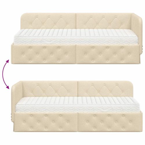 Ъглова рамка за легло Крем 80 x 200 cm текстил