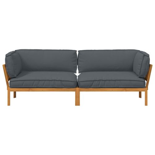 Комплект дивани 2 pcs Антрацит Солидно акациево дърво
