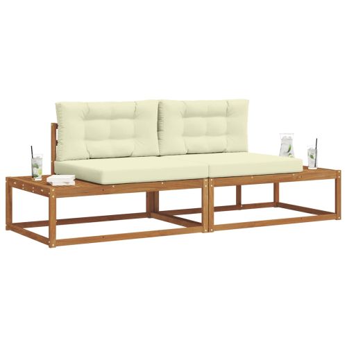 Комплект дивани за открито 2 Брой Натурален и Крема