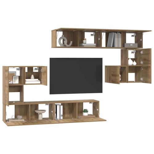 ТВ Единици Монтиране на стена 4 pcs Дъб Инженерно дърво