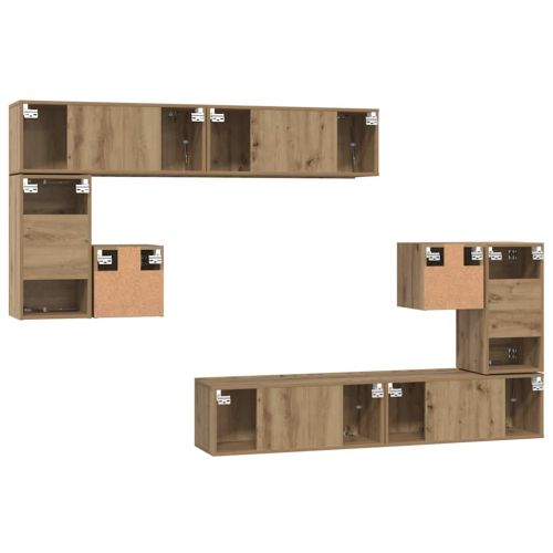 ТВ Единици Монтиране на стена 4 pcs Дъб Инженерно дърво