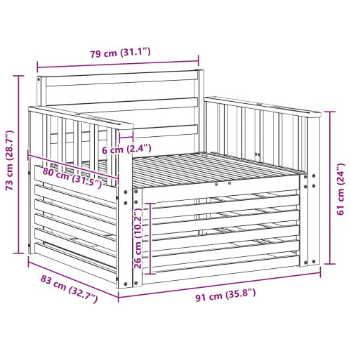 2 Брой Диван с подлакътници Солидно акациево дърво Естествен