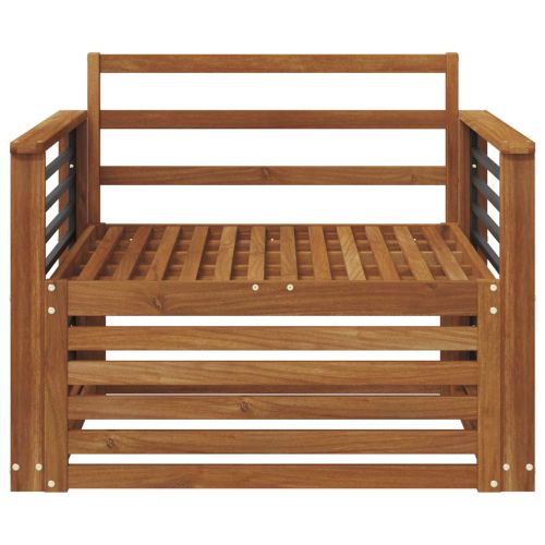 2 Брой Диван с подлакътници Солидно акациево дърво Естествен