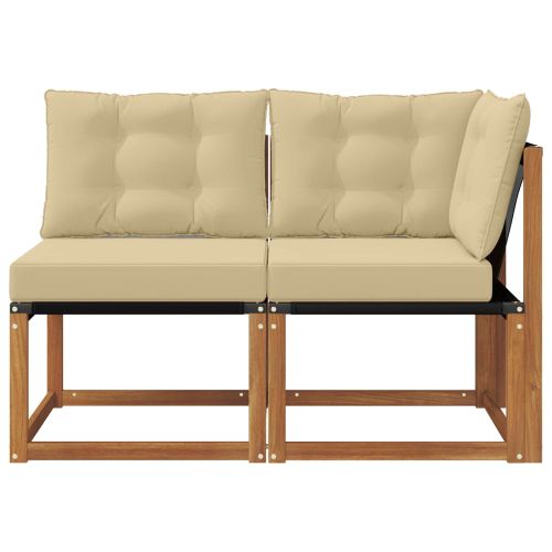 Външен среден и ъглов диван с възглавница 2 Брой Естествен