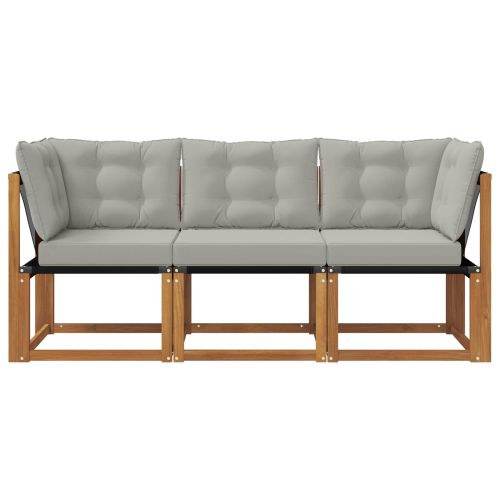 Външен среден и ъглов диван с възглавница 3 Брой Естествен