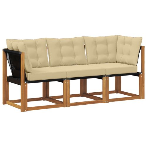 Външен среден и ъглов диван с възглавница 3 Брой Естествен