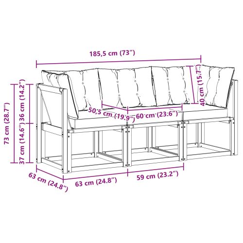 Външен среден и ъглов диван с възглавница 3 Брой Естествен