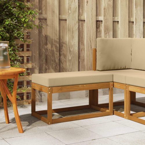 Външна табуретка с възглавница Естествен 79 x 43 x 37 см