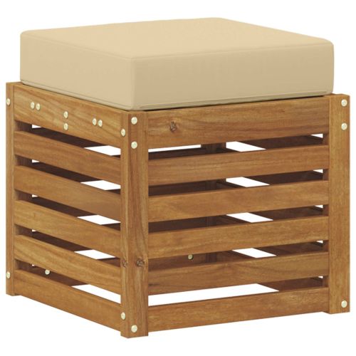 Външна табуретка с възглавница Естествен 43 x 43 x 37 см