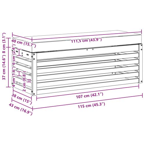 Външна табуретка с възглавница Естествен 115 x 43 x 37 см