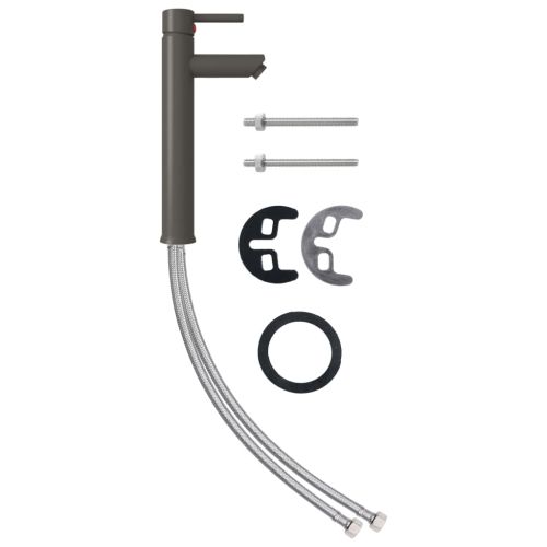 Мивка за баня с кран и сифон, златисто закалено стъкло