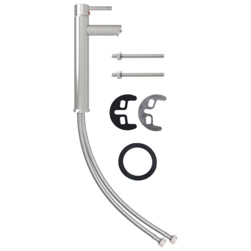 Мивка за баня с кран и сифон, златисто закалено стъкло