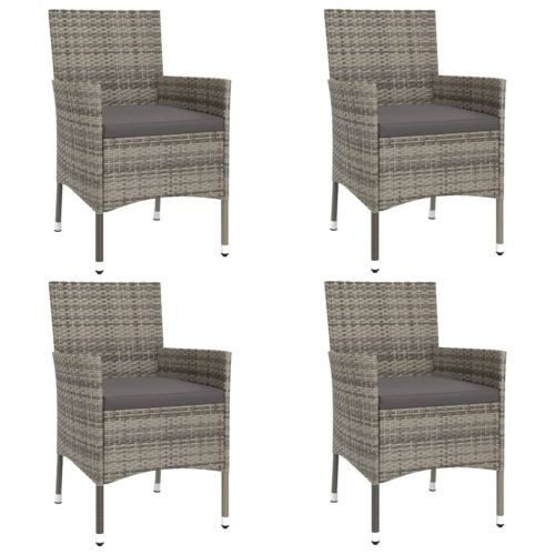 Градински бистро комплект с възглавници 5 части сив полиратан