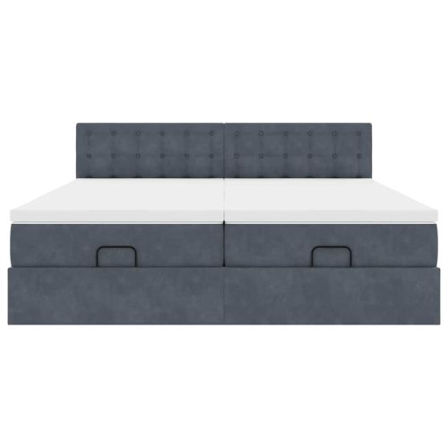 Османска легло с матраци, тъмносиво, 180x200 см, кадифе