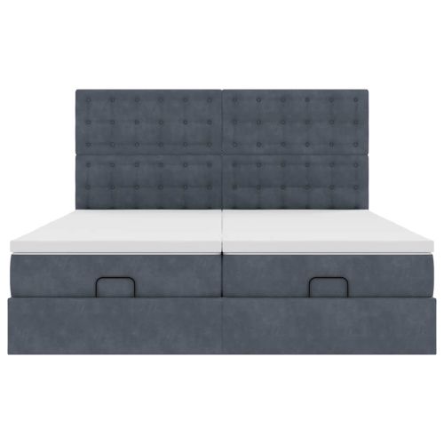 Османска легло с матраци, тъмносиво, 180x200 см, кадифе