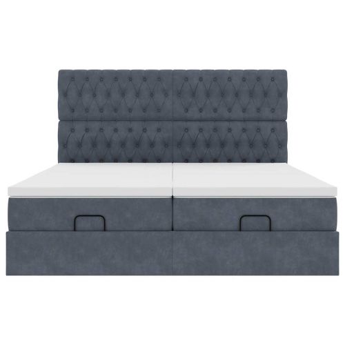 Османска легло с матраци и LED, тъмносиво, 180x200 см, кадифе