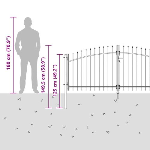 Двойна порта с заключване Woerden Сив 299,5 x 149,5 см Стомана