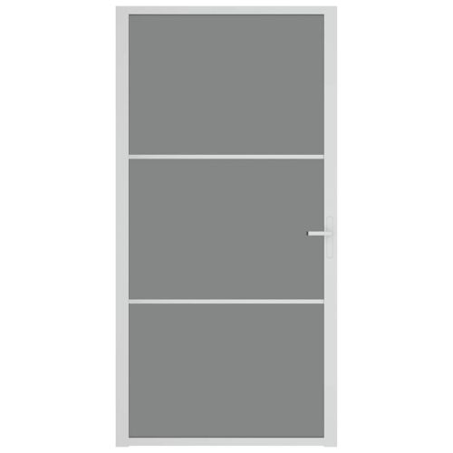 Интериорна врата, 102,5x201,5 см, бяла, ESG стъкло и алуминий