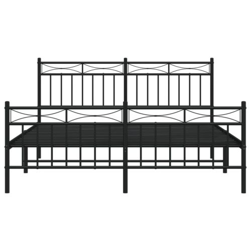 Метална рамка за легло с горна и долна табла, черна, 160x200 см