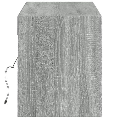 Стенен ТВ шкаф с LED осветление, сив сонома, 140x31x38 см