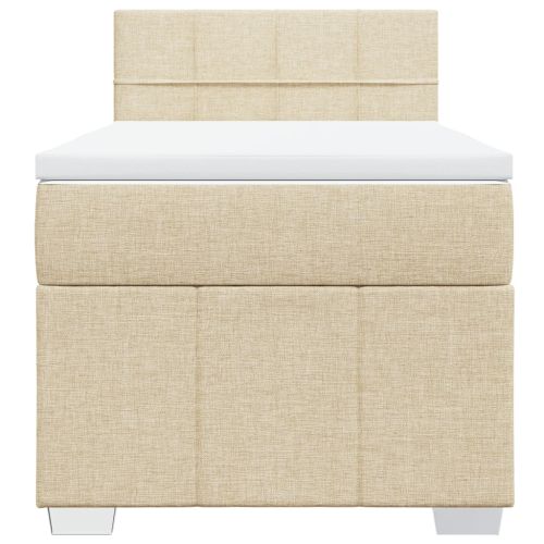 Боксспринг легло с матрак, кремаво, 100x200 см, плат