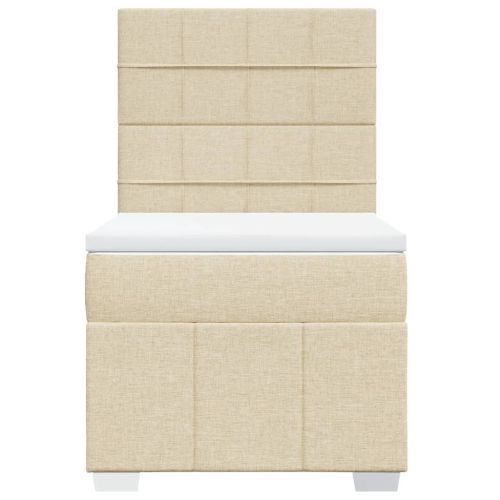 Боксспринг легло с матрак, кремаво, 100x200 см, плат