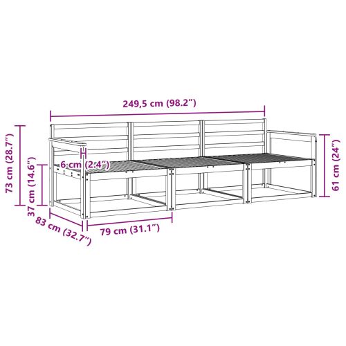 Комплект дивани за открито 3 pcs Естествен