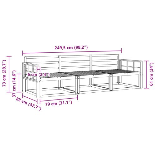 Комплект дивани за открито 3 pcs Естествен