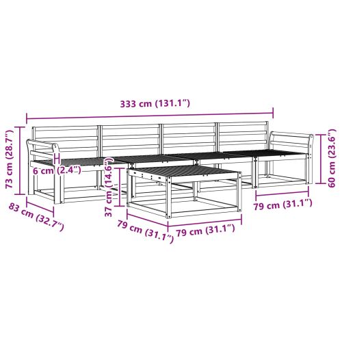 Комплект дивани за открито 5 pcs Естествен