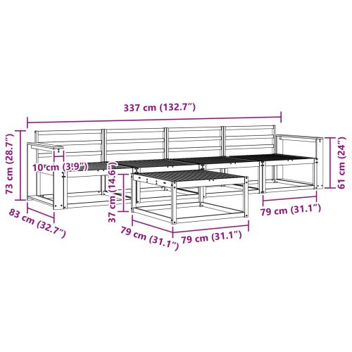 Комплект дивани за открито 5 pcs Естествен