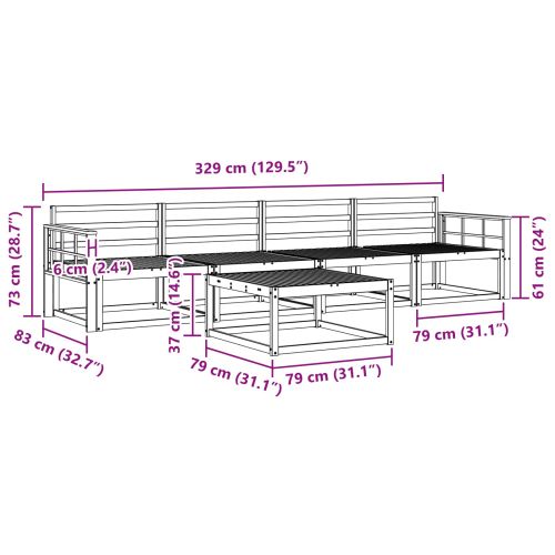 Комплект дивани за открито 5 pcs Естествен