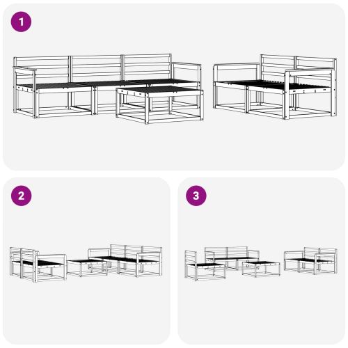 Комплект дивани за открито 6 pcs Естествен