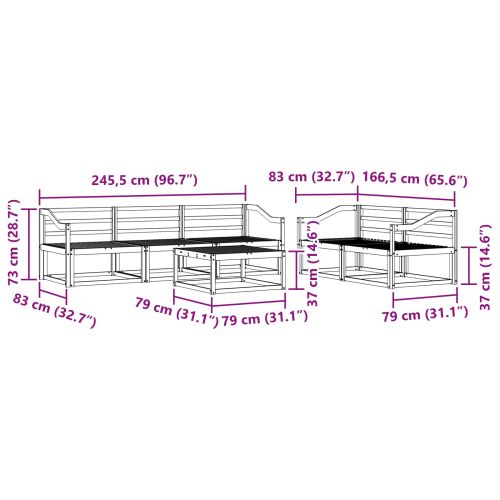 Комплект дивани за открито 6 pcs Естествен