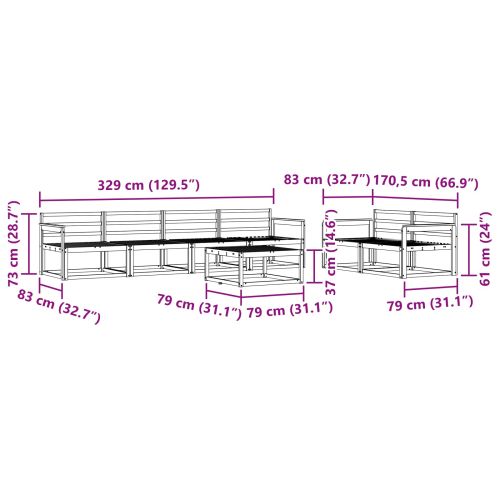 Комплект дивани за открито 7 pcs Естествен