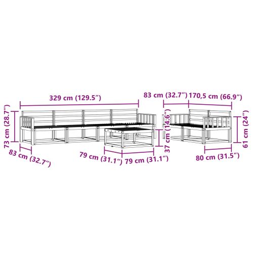 Комплект дивани за открито 7 pcs Естествен