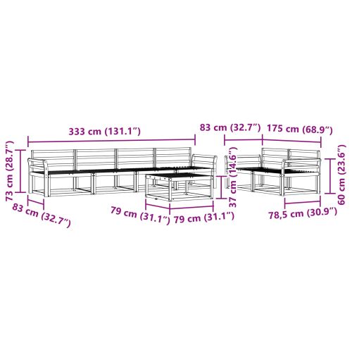Комплект дивани за открито 7 pcs Естествен