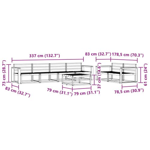 Комплект дивани за открито 7 pcs Естествен
